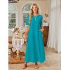 MEROKEETY Summer Spring Maxi Dresses for Women 2026 Beach Vacation Casual Short Sleeve Long T Shirt Dress with Pockets(Turquoise)