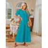 MEROKEETY Summer Spring Maxi Dresses for Women 2026 Beach Vacation Casual Short Sleeve Long T Shirt Dress with Pockets(Turquoise)