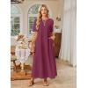 MEROKEETY Summer Spring Maxi Dresses for Women 2026 Beach Vacation Casual Short Sleeve Long T Shirt Dress with Pockets(Wine)