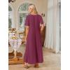MEROKEETY Summer Spring Maxi Dresses for Women 2026 Beach Vacation Casual Short Sleeve Long T Shirt Dress with Pockets(Wine)