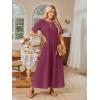 MEROKEETY Summer Spring Maxi Dresses for Women 2026 Beach Vacation Casual Short Sleeve Long T Shirt Dress with Pockets(Wine)