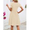 MEROKEETY Women’s Asymmetrical V Neck Sundress 2026 Spring Summer Short Sleeve Ruched Casual A Line Mini Dresses Pockets(Apricot)