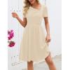 MEROKEETY Women’s Asymmetrical V Neck Sundress 2026 Spring Summer Short Sleeve Ruched Casual A Line Mini Dresses Pockets(Apricot)