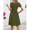 MEROKEETY Women’s Asymmetrical V Neck Sundress 2026 Spring Summer Short Sleeve Ruched Casual A Line Mini Dresses Pockets(Army)