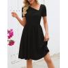 MEROKEETY Women’s Asymmetrical V Neck Sundress 2026 Spring Summer Short Sleeve Ruched Casual A Line Mini Dresses Pockets(Black)