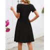 MEROKEETY Women’s Asymmetrical V Neck Sundress 2026 Spring Summer Short Sleeve Ruched Casual A Line Mini Dresses Pockets(Black)