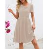 MEROKEETY Women’s Asymmetrical V Neck Sundress 2026 Spring Summer Short Sleeve Ruched Casual A Line Mini Dresses Pockets(Khaki)