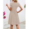 MEROKEETY Women’s Asymmetrical V Neck Sundress 2026 Spring Summer Short Sleeve Ruched Casual A Line Mini Dresses Pockets(Khaki)