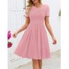 MEROKEETY Women’s Asymmetrical V Neck Sundress 2026 Spring Summer Short Sleeve Ruched Casual A Line Mini Dresses Pockets(Pink)