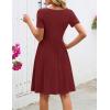 MEROKEETY Women’s Asymmetrical V Neck Sundress 2026 Spring Summer Short Sleeve Ruched Casual A Line Mini Dresses Pockets(Wine)
