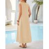 MEROKEETY Women’s Summer Boho Maxi Dress 2026 Ruched Beach Vacation Sundresses Sleeveless Loose Tank Dress(Apricot)