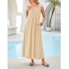 MEROKEETY Women’s Summer Boho Maxi Dress 2026 Ruched Beach Vacation Sundresses Sleeveless Loose Tank Dress(Apricot)