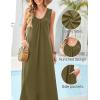 MEROKEETY Women’s Summer Boho Maxi Dress 2026 Ruched Beach Vacation Sundresses Sleeveless Loose Tank Dress(Army Green)