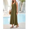 MEROKEETY Women’s Summer Boho Maxi Dress 2026 Ruched Beach Vacation Sundresses Sleeveless Loose Tank Dress(Army Green)