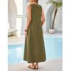 MEROKEETY Women’s Summer Boho Maxi Dress 2026 Ruched Beach Vacation Sundresses Sleeveless Loose Tank Dress(Army Green)