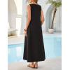 MEROKEETY Women’s Summer Boho Maxi Dress 2026 Ruched Beach Vacation Sundresses Sleeveless Loose Tank Dress(Black)