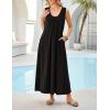 MEROKEETY Women’s Summer Boho Maxi Dress 2026 Ruched Beach Vacation Sundresses Sleeveless Loose Tank Dress(Black)