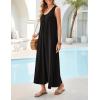 MEROKEETY Women’s Summer Boho Maxi Dress 2026 Ruched Beach Vacation Sundresses Sleeveless Loose Tank Dress(Black)