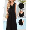MEROKEETY Women’s Summer Boho Maxi Dress 2026 Ruched Beach Vacation Sundresses Sleeveless Loose Tank Dress(Black)