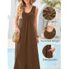 MEROKEETY Women’s Summer Boho Maxi Dress 2026 Ruched Beach Vacation Sundresses Sleeveless Loose Tank Dress(Brown)