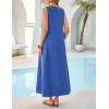 MEROKEETY Women’s Summer Boho Maxi Dress 2026 Ruched Beach Vacation Sundresses Sleeveless Loose Tank Dress(Royal Blue)