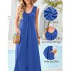 MEROKEETY Women’s Summer Boho Maxi Dress 2026 Ruched Beach Vacation Sundresses Sleeveless Loose Tank Dress(Royal Blue)