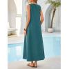 MEROKEETY Women’s Summer Boho Maxi Dress 2026 Ruched Beach Vacation Sundresses Sleeveless Loose Tank Dress(Teal)
