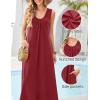 MEROKEETY Women’s Summer Boho Maxi Dress 2026 Ruched Beach Vacation Sundresses Sleeveless Loose Tank Dress(Wine)