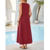 MEROKEETY Women’s Summer Boho Maxi Dress 2026 Ruched Beach Vacation Sundresses Sleeveless Loose Tank Dress(Wine)