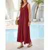 MEROKEETY Women’s Summer Boho Maxi Dress 2026 Ruched Beach Vacation Sundresses Sleeveless Loose Tank Dress(Wine)