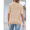 MEROKEETY Women’s Short Sleeve Sweater Summer Business Casual Tops V Neck Lightweight Knit Work Shirts 2026(Apricot)