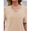 MEROKEETY Women’s Short Sleeve Sweater Summer Business Casual Tops V Neck Lightweight Knit Work Shirts 2026(Apricot)