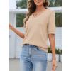 MEROKEETY Women’s Short Sleeve Sweater Summer Business Casual Tops V Neck Lightweight Knit Work Shirts 2026(Apricot)