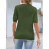 MEROKEETY Women’s Short Sleeve Sweater Summer Business Casual Tops V Neck Lightweight Knit Work Shirts 2026(Army Green)