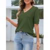 MEROKEETY Women’s Short Sleeve Sweater Summer Business Casual Tops V Neck Lightweight Knit Work Shirts 2026(Army Green)