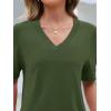 MEROKEETY Women’s Short Sleeve Sweater Summer Business Casual Tops V Neck Lightweight Knit Work Shirts 2026(Army Green)