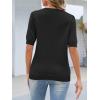 MEROKEETY Women’s Short Sleeve Sweater Summer Business Casual Tops V Neck Lightweight Knit Work Shirts 2026(Black)