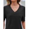 MEROKEETY Women’s Short Sleeve Sweater Summer Business Casual Tops V Neck Lightweight Knit Work Shirts 2026(Black)