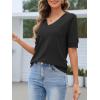 MEROKEETY Women’s Short Sleeve Sweater Summer Business Casual Tops V Neck Lightweight Knit Work Shirts 2026(Black)