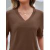 MEROKEETY Women’s Short Sleeve Sweater Summer Business Casual Tops V Neck Lightweight Knit Work Shirts 2026(Coffee)
