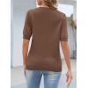 MEROKEETY Women’s Short Sleeve Sweater Summer Business Casual Tops V Neck Lightweight Knit Work Shirts 2026(Coffee)