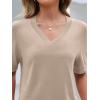 MEROKEETY Women’s Short Sleeve Sweater Summer Business Casual Tops V Neck Lightweight Knit Work Shirts 2026(Khaki)