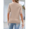 MEROKEETY Women’s Short Sleeve Sweater Summer Business Casual Tops V Neck Lightweight Knit Work Shirts 2026(Khaki)