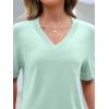 MEROKEETY Women’s Short Sleeve Sweater Summer Business Casual Tops V Neck Lightweight Knit Work Shirts 2026(Mint)