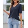 MEROKEETY Women’s Short Sleeve Sweater Summer Business Casual Tops V Neck Lightweight Knit Work Shirts 2026(Navy)