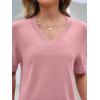 MEROKEETY Women’s Short Sleeve Sweater Summer Business Casual Tops V Neck Lightweight Knit Work Shirts 2026(Pink)