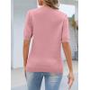 MEROKEETY Women’s Short Sleeve Sweater Summer Business Casual Tops V Neck Lightweight Knit Work Shirts 2026(Pink)