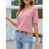 MEROKEETY Women’s Short Sleeve Sweater Summer Business Casual Tops V Neck Lightweight Knit Work Shirts 2026(Pink)