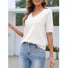 MEROKEETY Women’s Short Sleeve Sweater Summer Business Casual Tops V Neck Lightweight Knit Work Shirts 2026(White)
