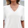 MEROKEETY Women’s Short Sleeve Sweater Summer Business Casual Tops V Neck Lightweight Knit Work Shirts 2026(White)